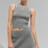 Maglione corto Highline in maglia a coste - Grigio lunare/Bianco