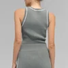 Maglione corto Highline in maglia a coste - Grigio lunare/Bianco