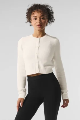Maglione corto in maglia "Snuggle up" - Avorio