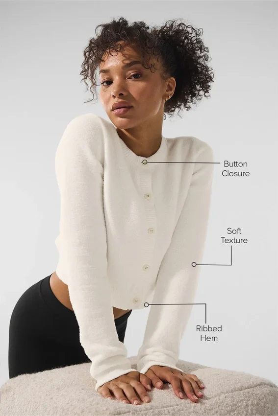 Maglione corto in maglia "Snuggle up" - Avorio