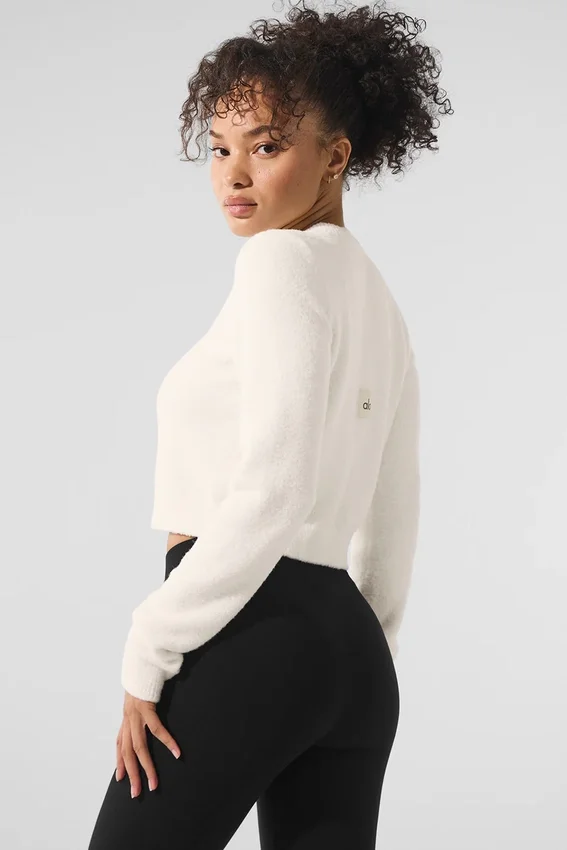 Maglione corto in maglia "Snuggle up" - Avorio