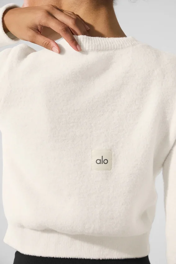 Maglione corto in maglia "Snuggle up" - Avorio