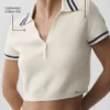 Maglione corto in maglia Tennis Club - Avorio/Blu navy