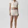 Maglione corto in maglia Tennis Club - Avorio/Blu navy