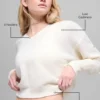 Maglione corto New Class con scollo a V in misto lana e cashmere - Avorio