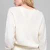 Maglione corto New Class con scollo a V in misto lana e cashmere - Avorio
