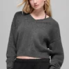 Maglione corto New Class in misto lana e cashmere con scollo a V - Grigio platino
