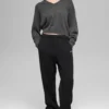 Maglione corto New Class in misto lana e cashmere con scollo a V - Grigio platino