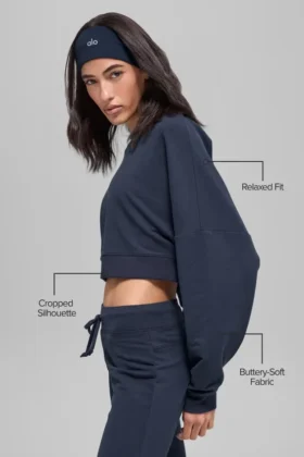 Maglione corto Sway a girocollo – Blu navy