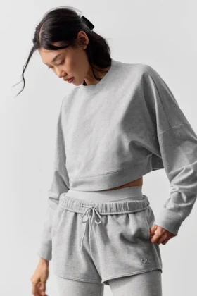 Maglione corto Sway a girocollo - Grigio melange sportivo