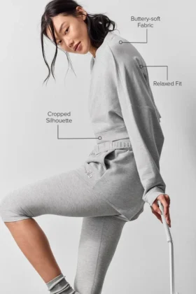 Maglione corto Sway a girocollo – Grigio melange sportivo