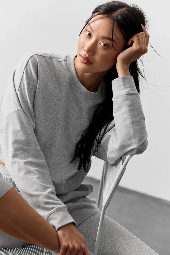 Maglione corto Sway a girocollo - Grigio melange sportivo