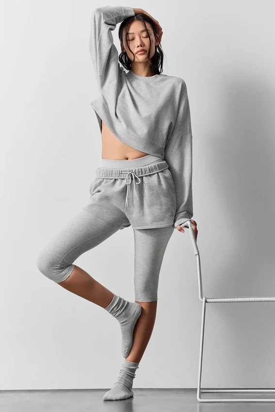 Maglione corto Sway a girocollo - Grigio melange sportivo