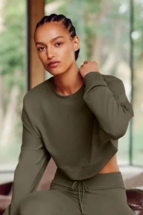 Maglione corto Sway a girocollo - Verde oliva