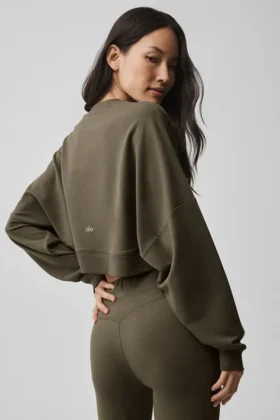Maglione corto Sway a girocollo – Verde oliva