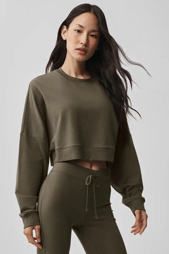Maglione corto Sway a girocollo - Verde oliva
