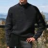 Maglione Domain Shift a maglia a coste con zip a 1/4 - Antracite