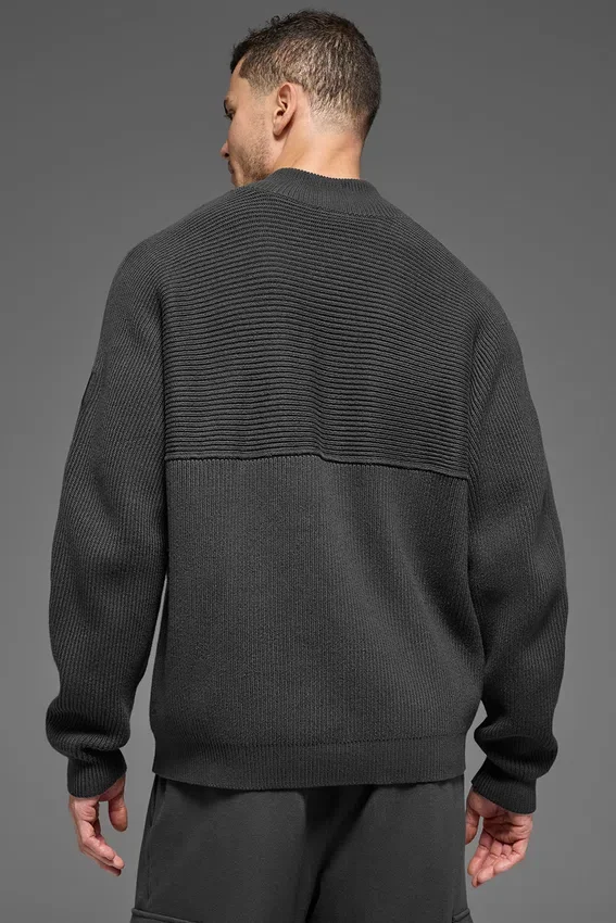 Maglione Domain Shift a maglia a coste con zip a 1/4 - Antracite