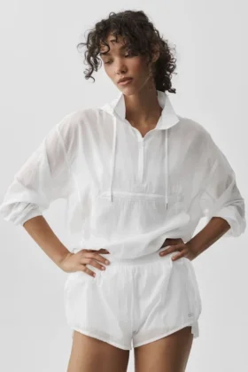 Maglione Go Time con zip a 1/4 - Bianco
