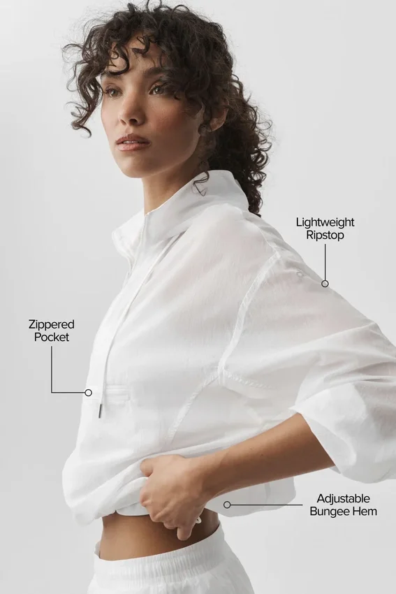 Maglione Go Time con zip a 1/4 - Bianco