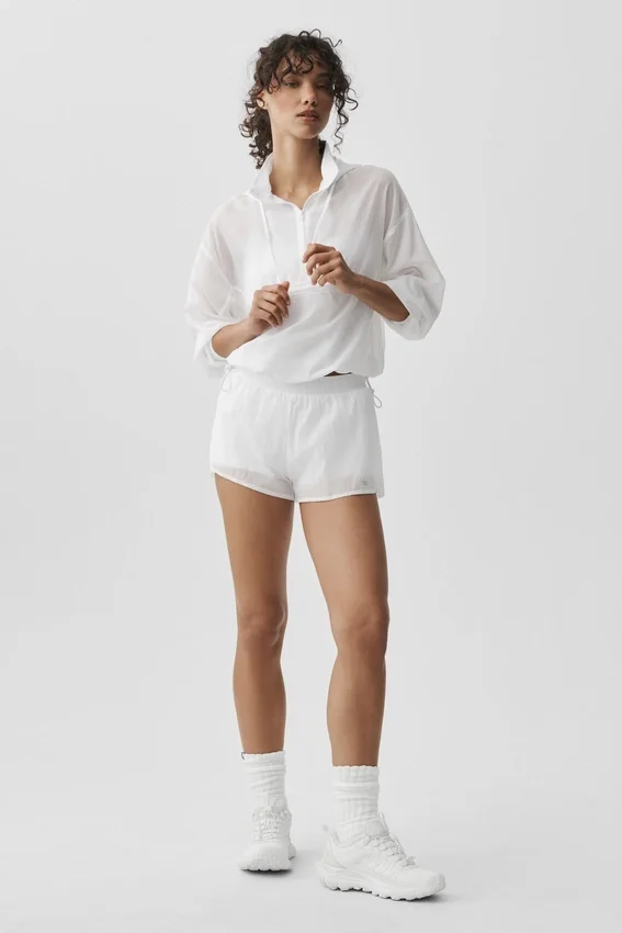 Maglione Go Time con zip a 1/4 - Bianco