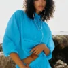 Maglione Go Time con zip a 1/4 - Blu azzurro