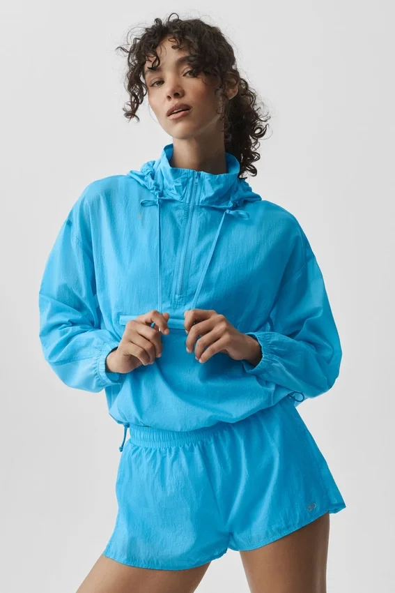 Maglione Go Time con zip a 1/4 - Blu azzurro
