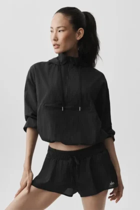 Maglione Go Time con zip a 1/4 - Nero