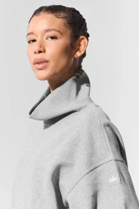 Maglione Hazy con collo alto – Grigio melange scuro