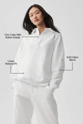 Maglione Henley a maniche lunghe Take It Easy – Bianco
