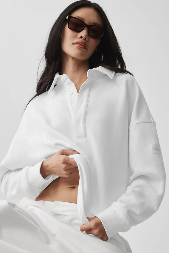 Maglione Henley a maniche lunghe Take It Easy - Bianco