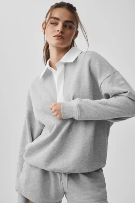 Maglione Henley a maniche lunghe Take It Easy - Grigio melange sportivo/Bianco