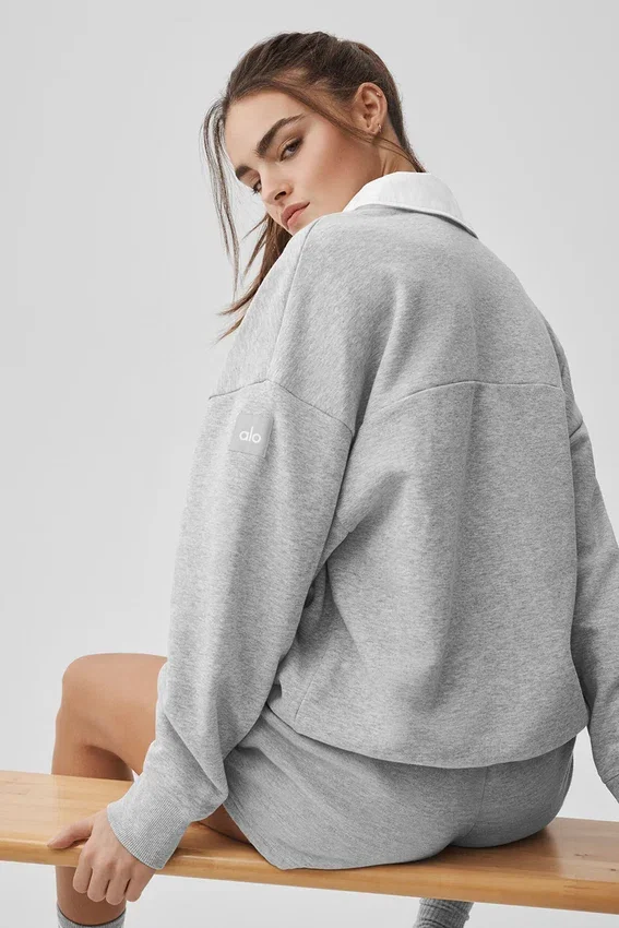 Maglione Henley a maniche lunghe Take It Easy - Grigio melange sportivo/Bianco