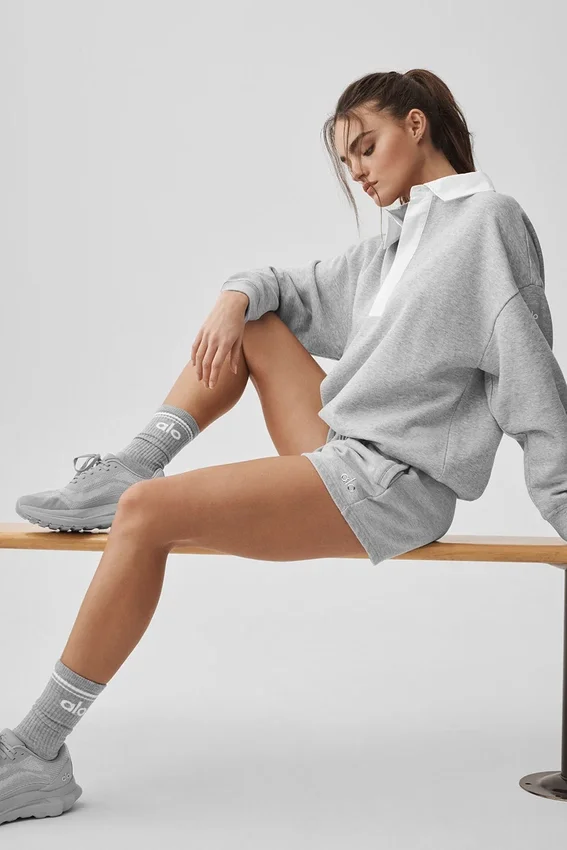 Maglione Henley a maniche lunghe Take It Easy - Grigio melange sportivo/Bianco