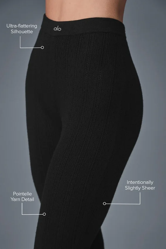 Maglione High-Waist “Be Mine” in maglia pointelle - Nero