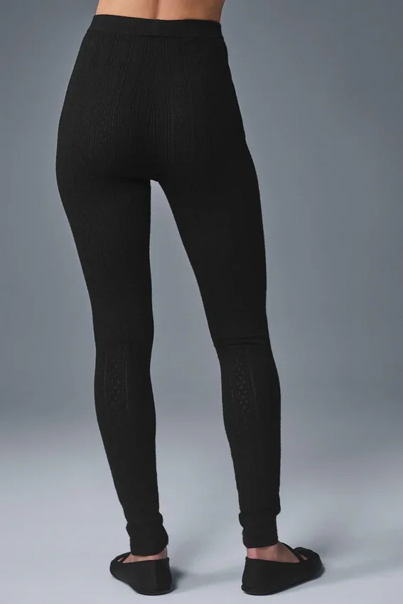 Maglione High-Waist “Be Mine” in maglia pointelle - Nero