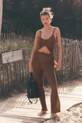 Maglione High-Waist con gamba dritta “Sunlit” - Marrone “Sun Kissed”