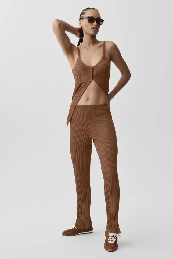 Maglione High-Waist con gamba dritta “Sunlit” - Marrone “Sun Kissed”