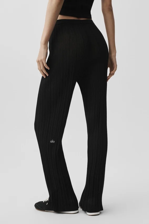 Maglione High-Waist Sunlit a gamba dritta in maglia - Nero