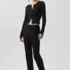Maglione High-Waist Sunlit a gamba dritta in maglia - Nero