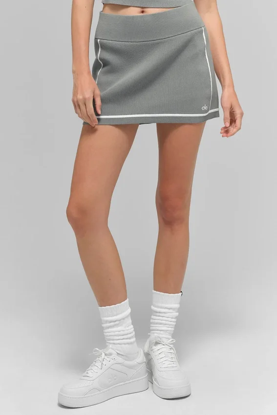 Maglione Highline in maglia a coste – Grigio lunare/Bianco