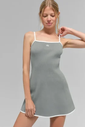Maglione Highline in maglia a coste – Grigio lunare/Bianco
