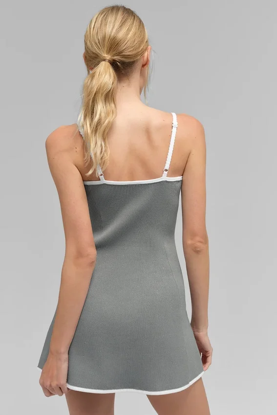 Maglione Highline in maglia a coste - Grigio lunare/Bianco