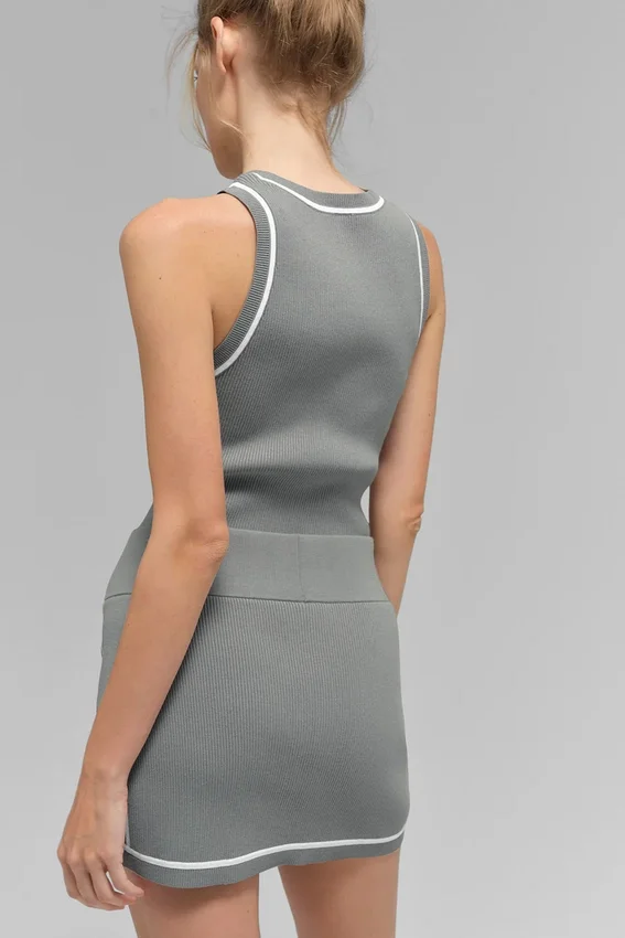 Maglione Highline in maglia a coste – Grigio lunare/Bianco
