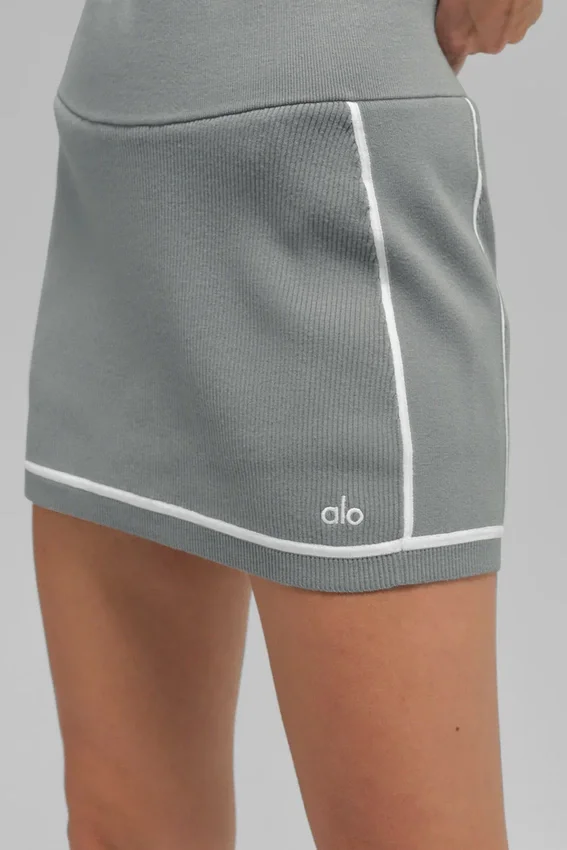 Maglione Highline in maglia a coste – Grigio lunare/Bianco
