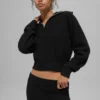 Maglione in cashmere a trama a nido d’ape con zip a 1/4 - Nero