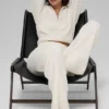 Maglione in cashmere a trama waffle con zip a 1/4 - Avorio