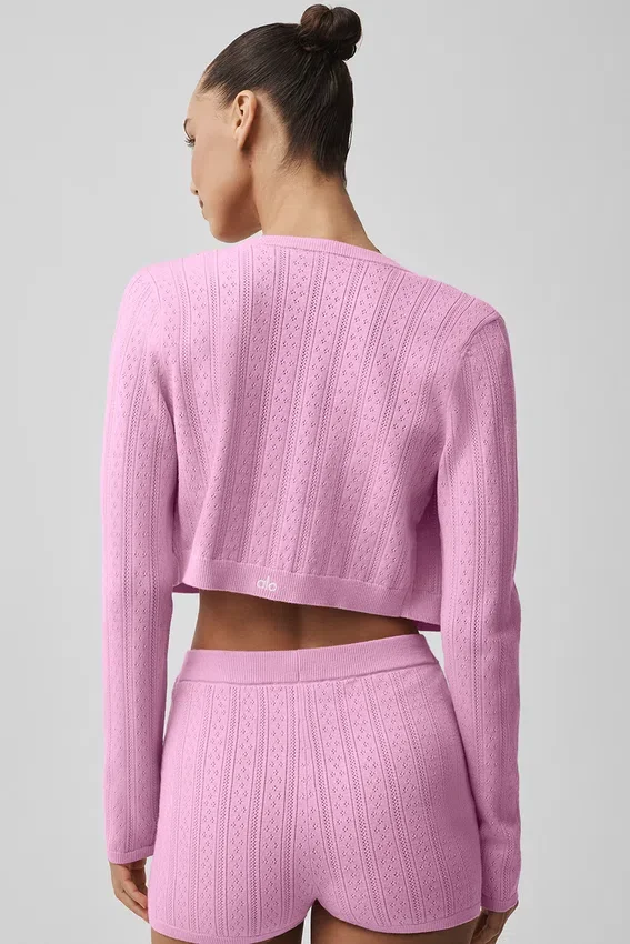 Maglione in maglia pointelle “Be Mine” - Rosa Cuore Caramella