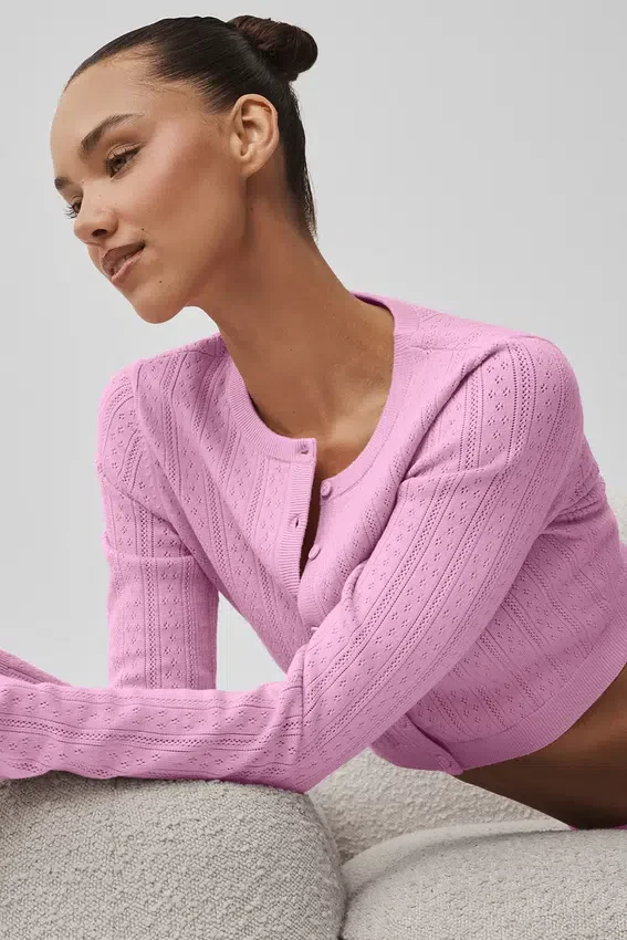 Maglione in maglia pointelle “Be Mine” - Rosa Cuore Caramella