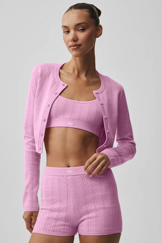 Maglione in maglia pointelle “Be Mine” - Rosa Cuore Caramella